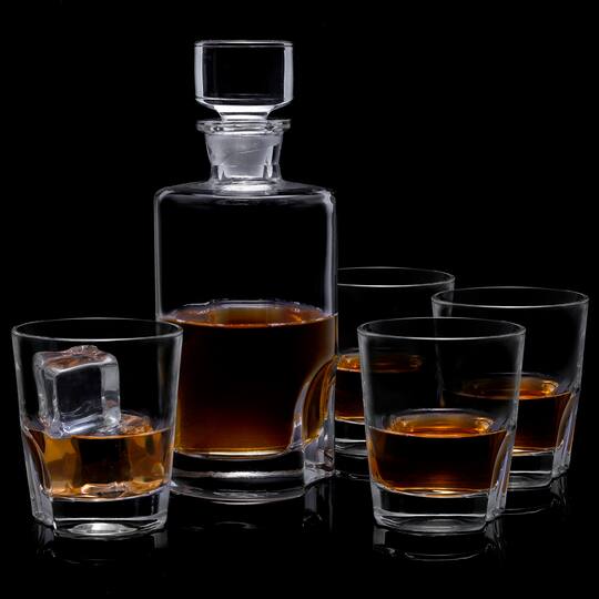JoyJolt® Carina Whiskey 5-Piece Crystal Decanter Set